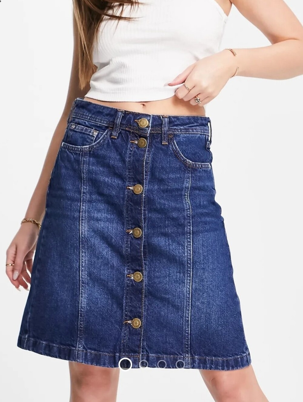 90's Style A-Line Button Down Denim Skirt